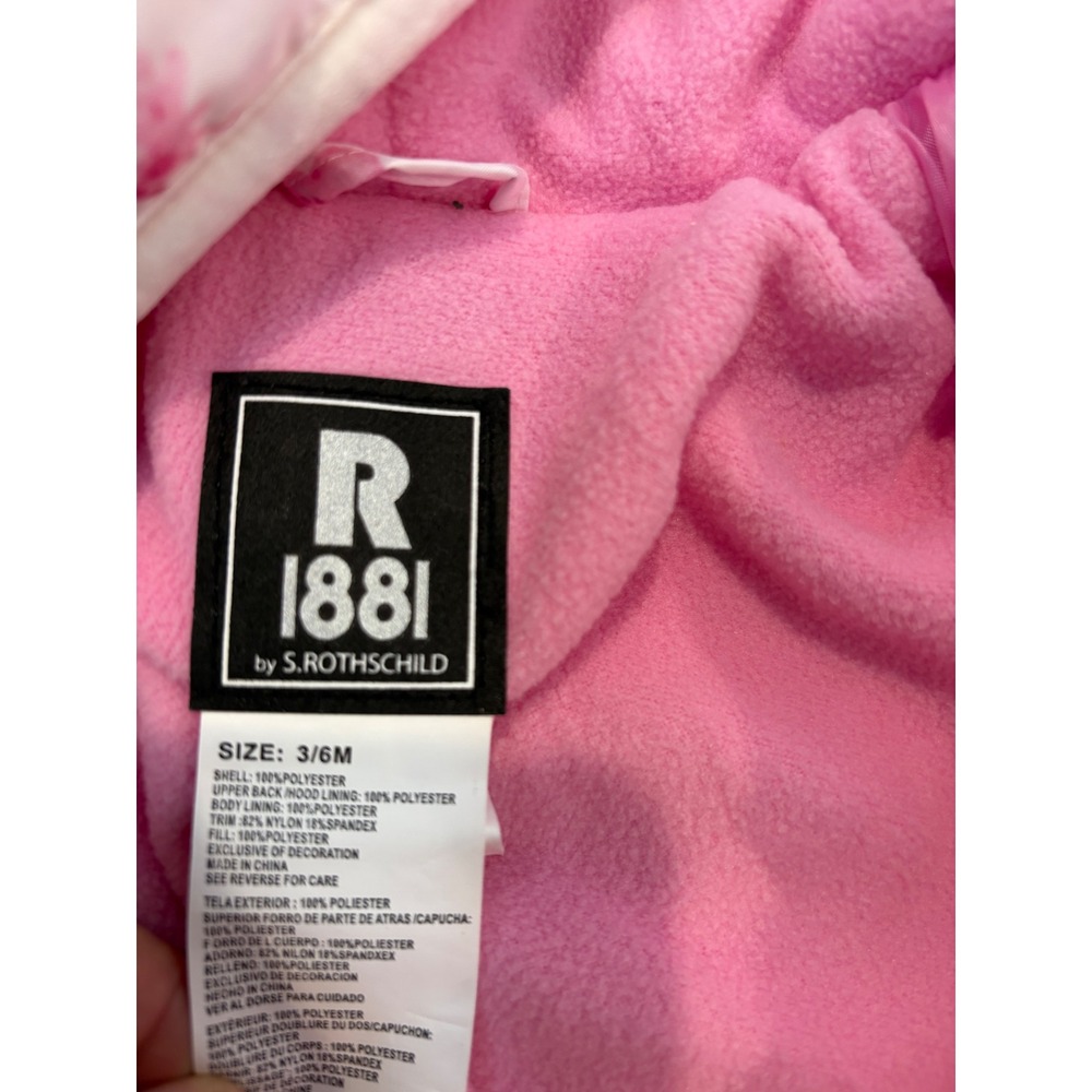 R 1881 by S Rothschild Baby Girl‎ Snowsuit Floral Pink White Hooded Footed 3/6M - Picture 4 of 5